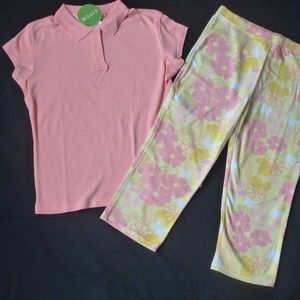 Peach and yellow capri set NWT 10/12